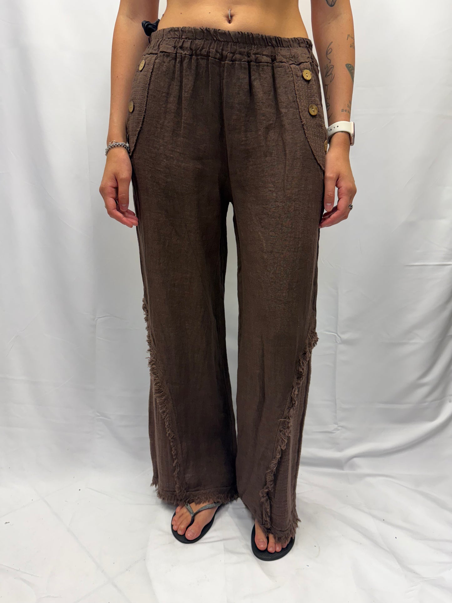 Pantalone Chiara  100% lino bottone