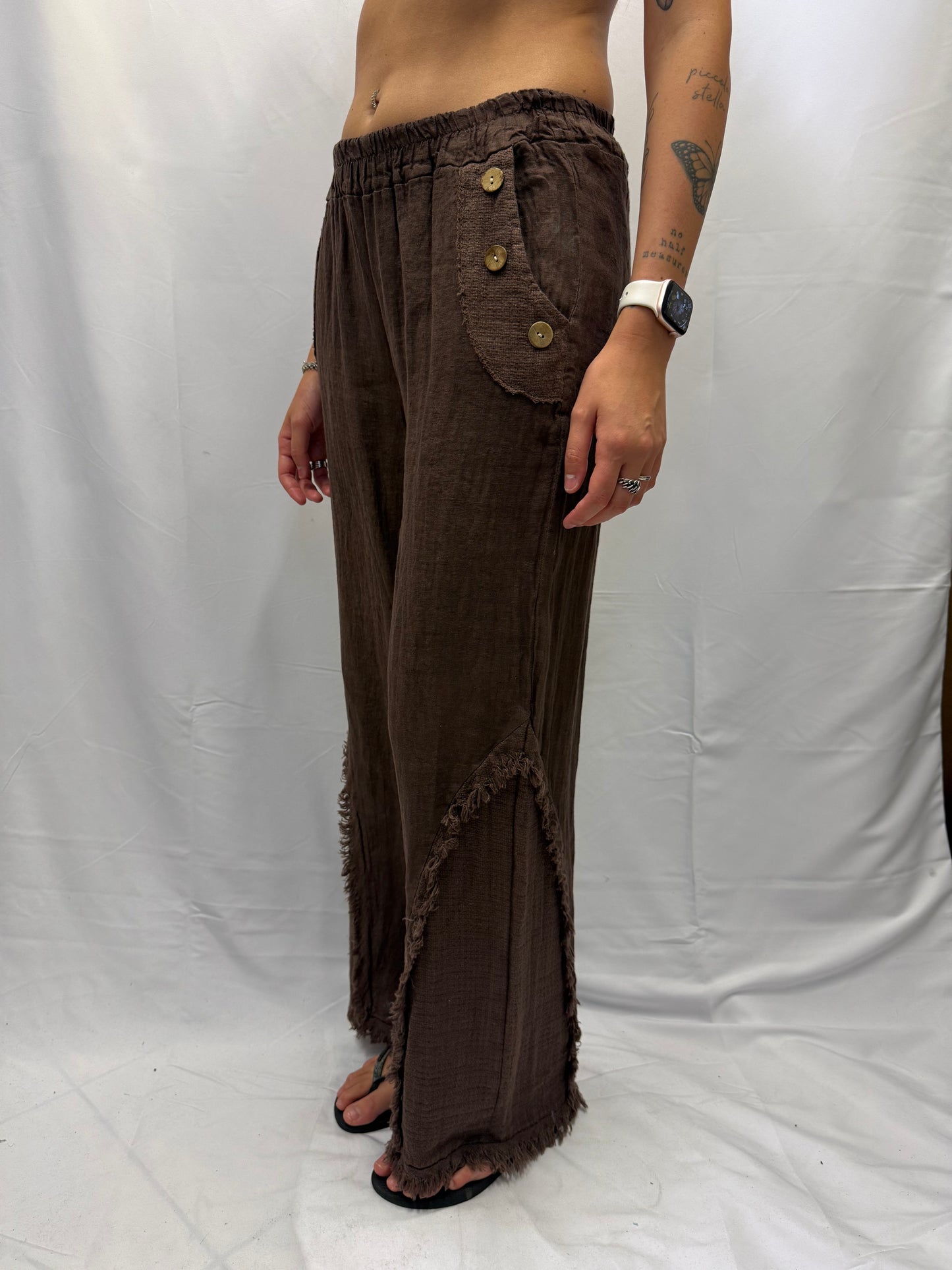 Pantalone Chiara  100% lino bottone