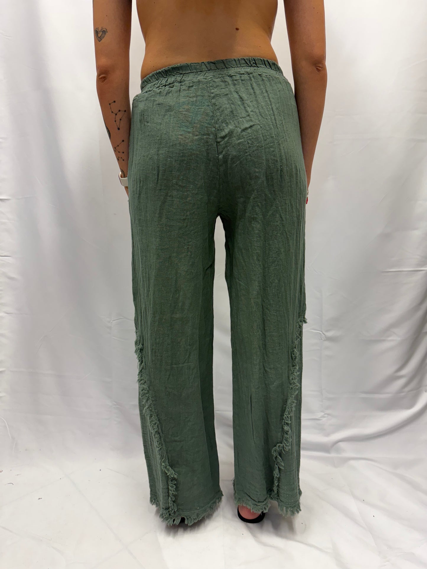 Pantalone Chiara  100% lino bottone