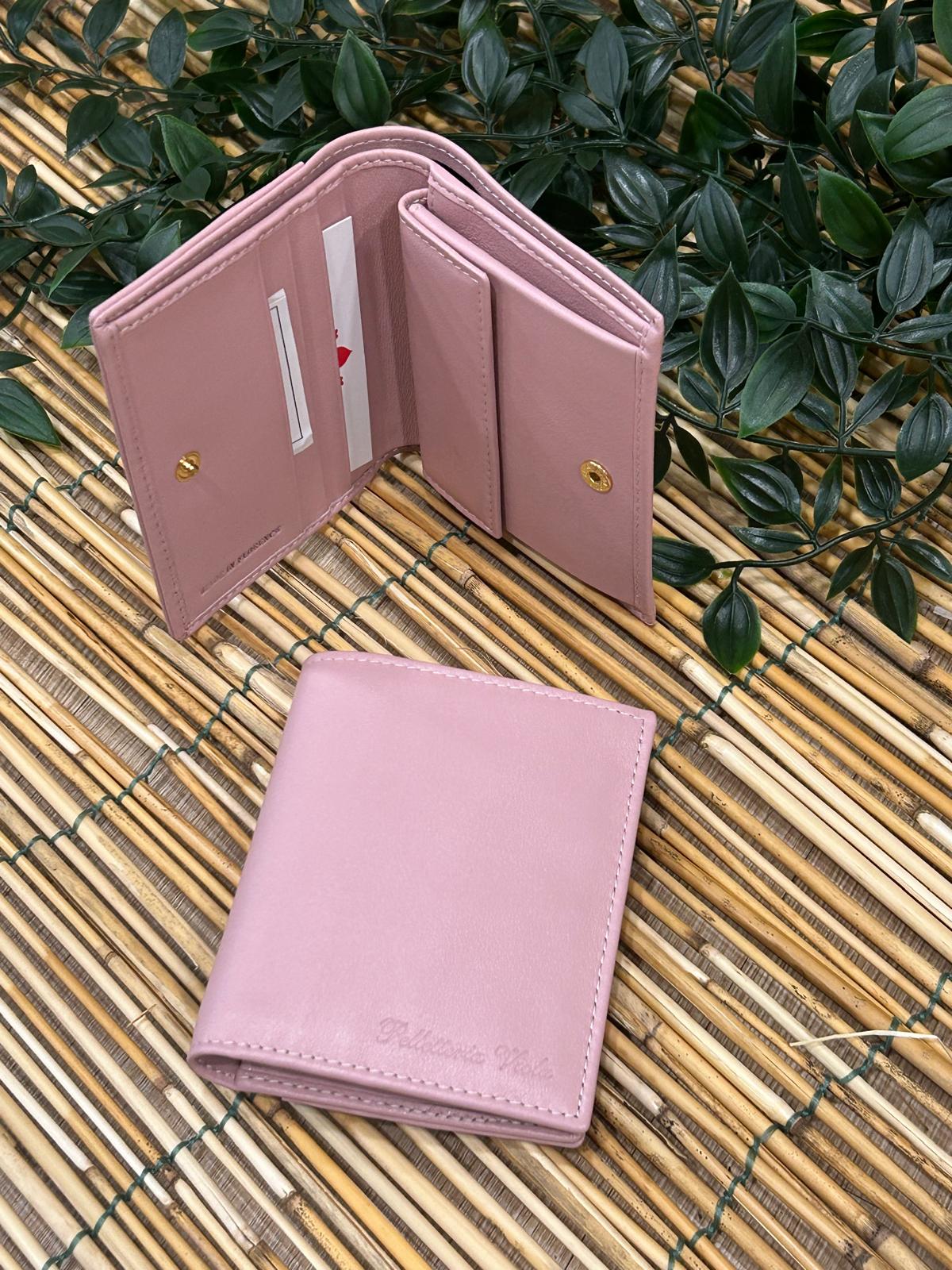 Portafoglio in pelle rosa